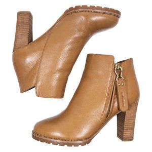 See By Chloe Tan Leather Zip Ankle Boots Womens US 7.5 EU 37.5
